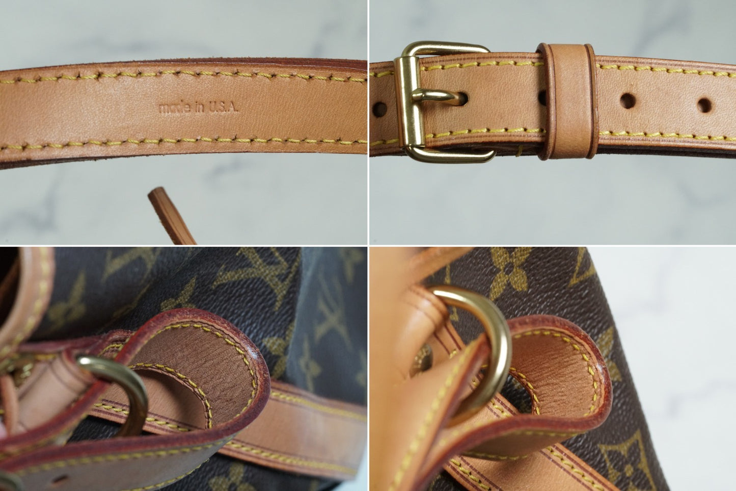 Louis Vuitton Petit Noe M42226 Monogram Canvas Shoulder Bucket Bag Vintage Auth