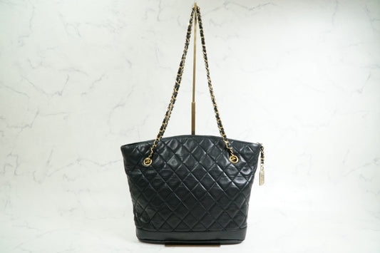Chanel Matelasse Chain Shoulder Bag Fan Shape Black Leather GHW Vintage 1-Series