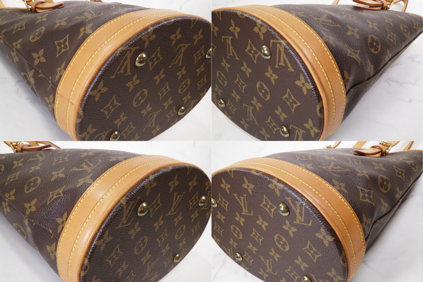 [Good] LOUIS VUITTON Monogram Bucket PM M42238 Shoulder Tote Bag Brown FL0052