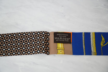 Hermes Twilly Silk Scarf Belt Rope Dot Blue Orange Beige Ribbon with Box JAPAN