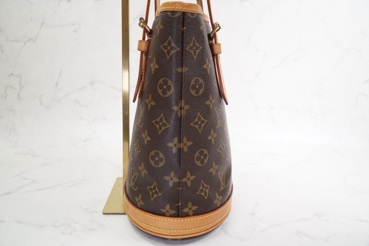 [Good] LOUIS VUITTON Monogram Bucket PM M42238 Shoulder Tote Bag Brown FL0052