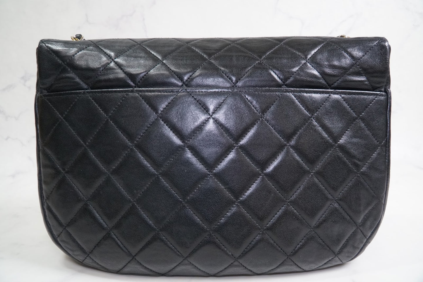 CHANEL Matelasse Half Moon Chain Shoulder Bag Lambskin Black GHW Vintage