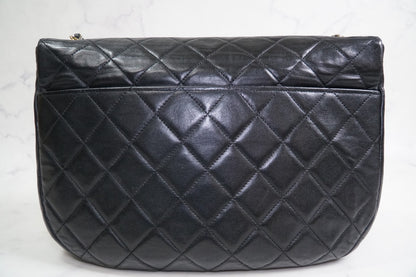 CHANEL Matelasse Half Moon Chain Shoulder Bag Lambskin Black GHW Vintage