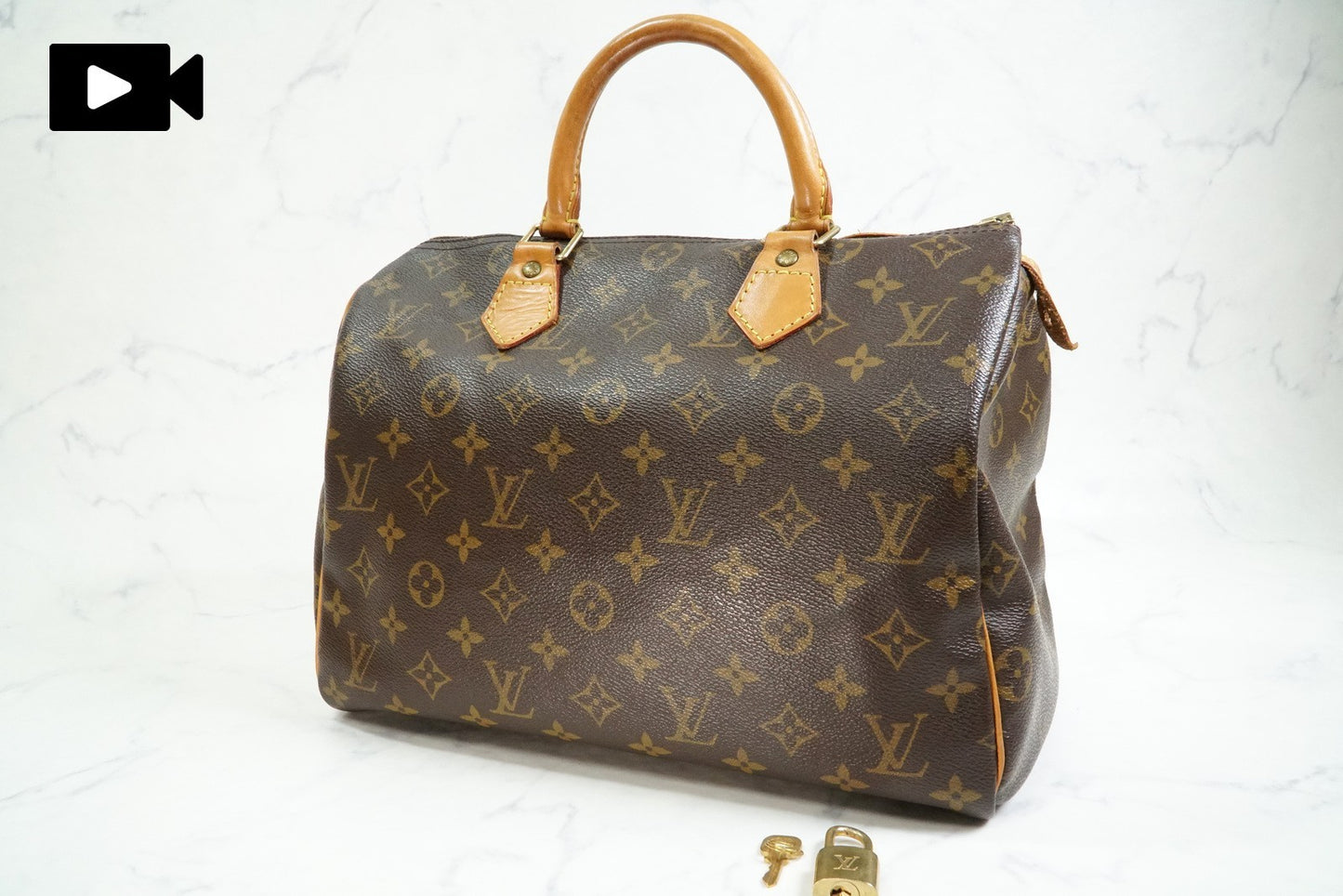 [Rank AB] Louis Vuitton Monogram Speedy 30 Handbag Boston Bag M41108 Authentic