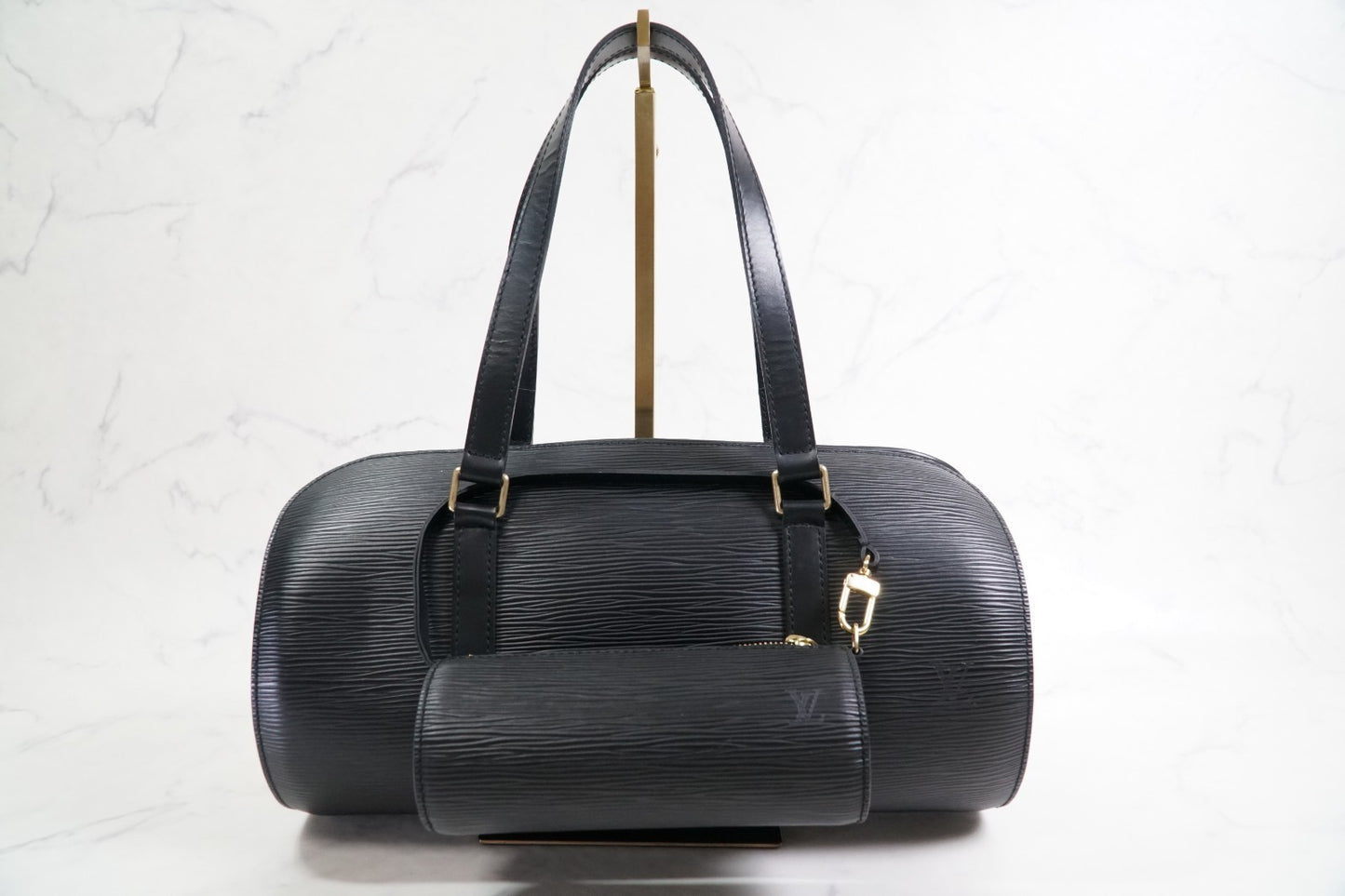 [Rank AB] LOUIS VUITTON Epi Soufflot Shoulder Bag Noir M52222 w/Pouch Dust Bag