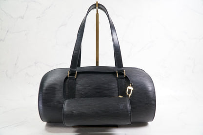 [Rank AB] LOUIS VUITTON Epi Soufflot Shoulder Bag Noir M52222 w/Pouch Dust Bag