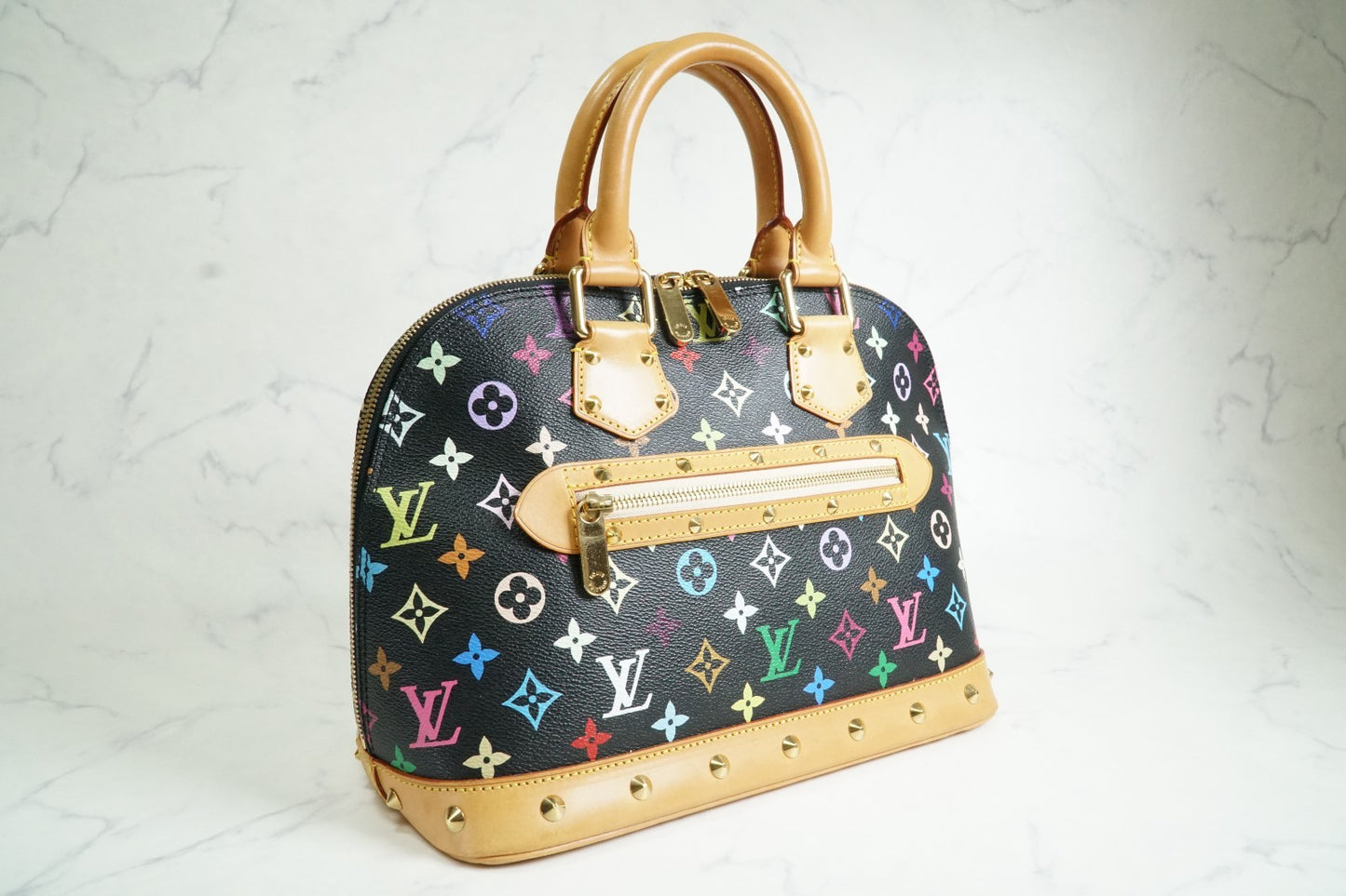 [AB] Louis Vuitton Monogram Multicolore Alma PM Black Handbag M92646 Authentic