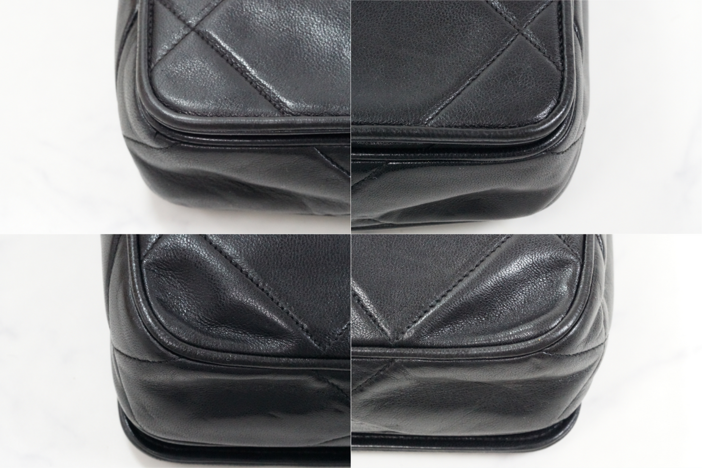 [AB] CHANEL Vintage Matelasse CC Logo Chain Shoulder Bag Lambskin Black Auth
