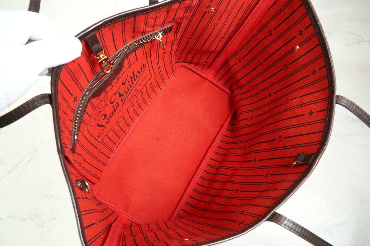 [Rank AB] Louis Vuitton Damier Ebene Neverfull MM Tote Bag Brown Canvas N51105