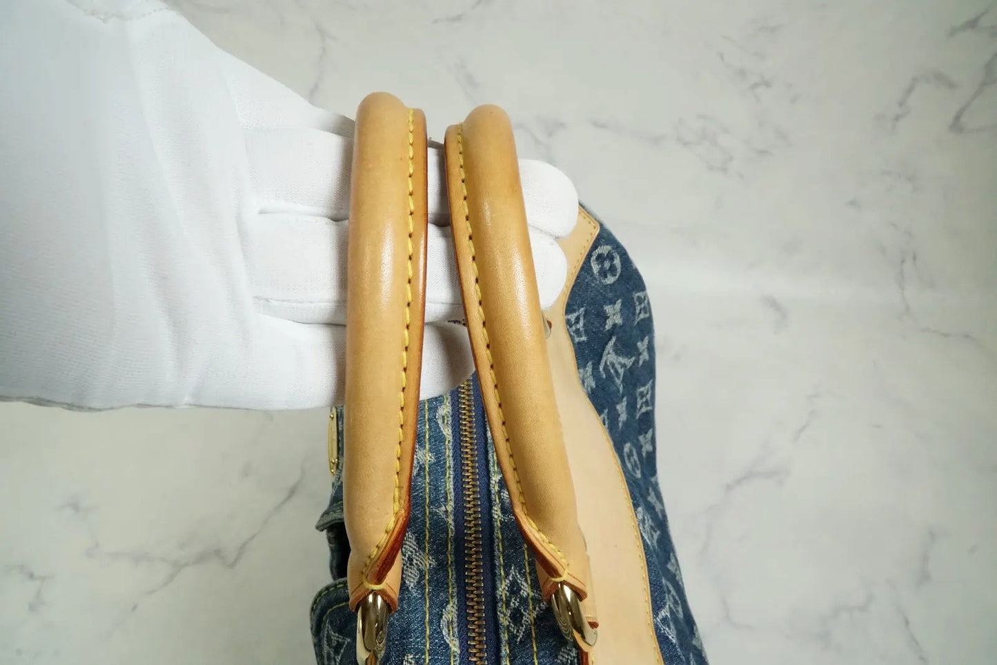 [Rank AB w/ Box ] Louis Vuitton Monogram Denim Neo Speedy Blue Handbag M95019