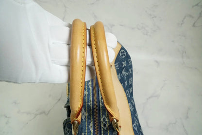 [Rank AB w/ Box ] Louis Vuitton Monogram Denim Neo Speedy Blue Handbag M95019