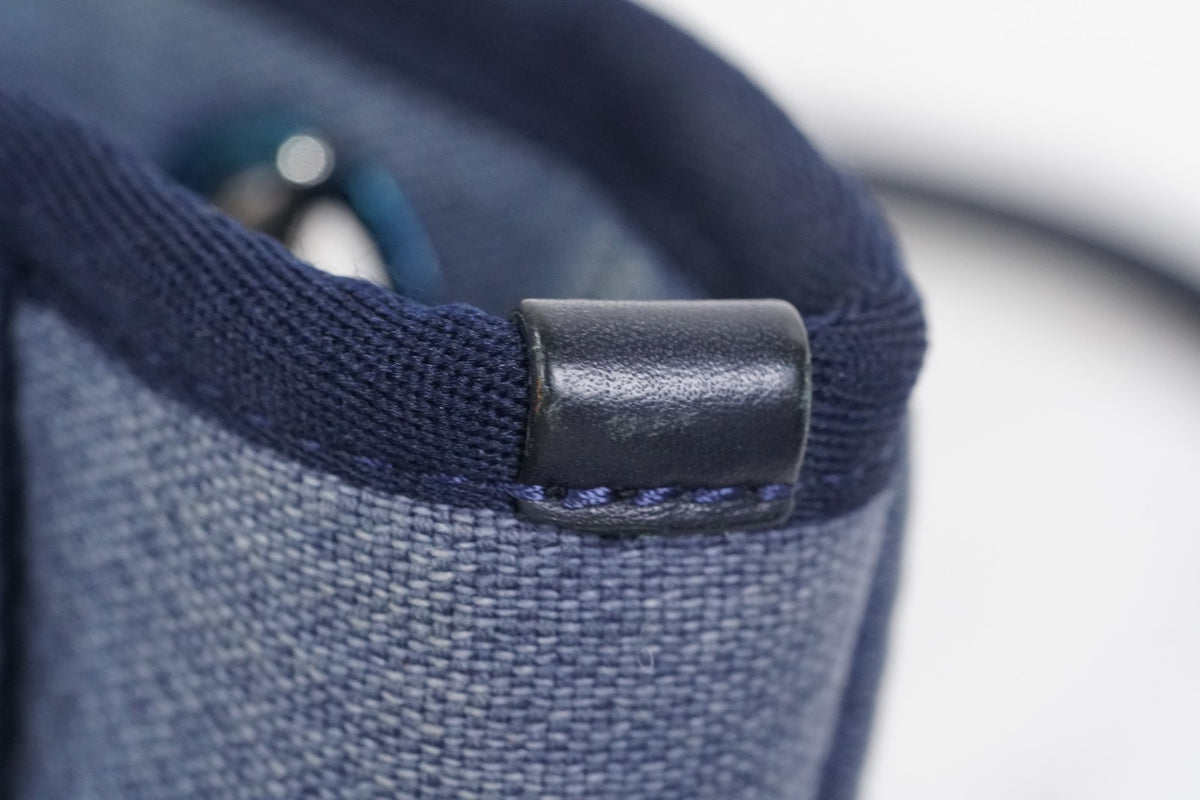 [Rank AB] CHANEL Deauville Canvas Chain Tote Bag Blue Navy Silver Hardware PM