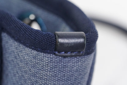 [Rank AB] CHANEL Deauville Canvas Chain Tote Bag Blue Navy Silver Hardware PM