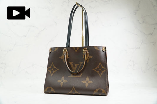 [Good] Louis Vuitton OnTheGo MM Monogram Giant Reverse Tote Bag M45321 Brown GLD