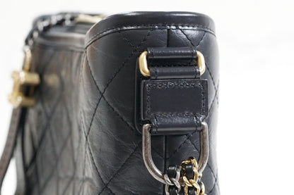 [EXCELLENT] CHANEL Gabrielle Small Hobo Chain Shoulder Bag Aged Calfskin Navy
