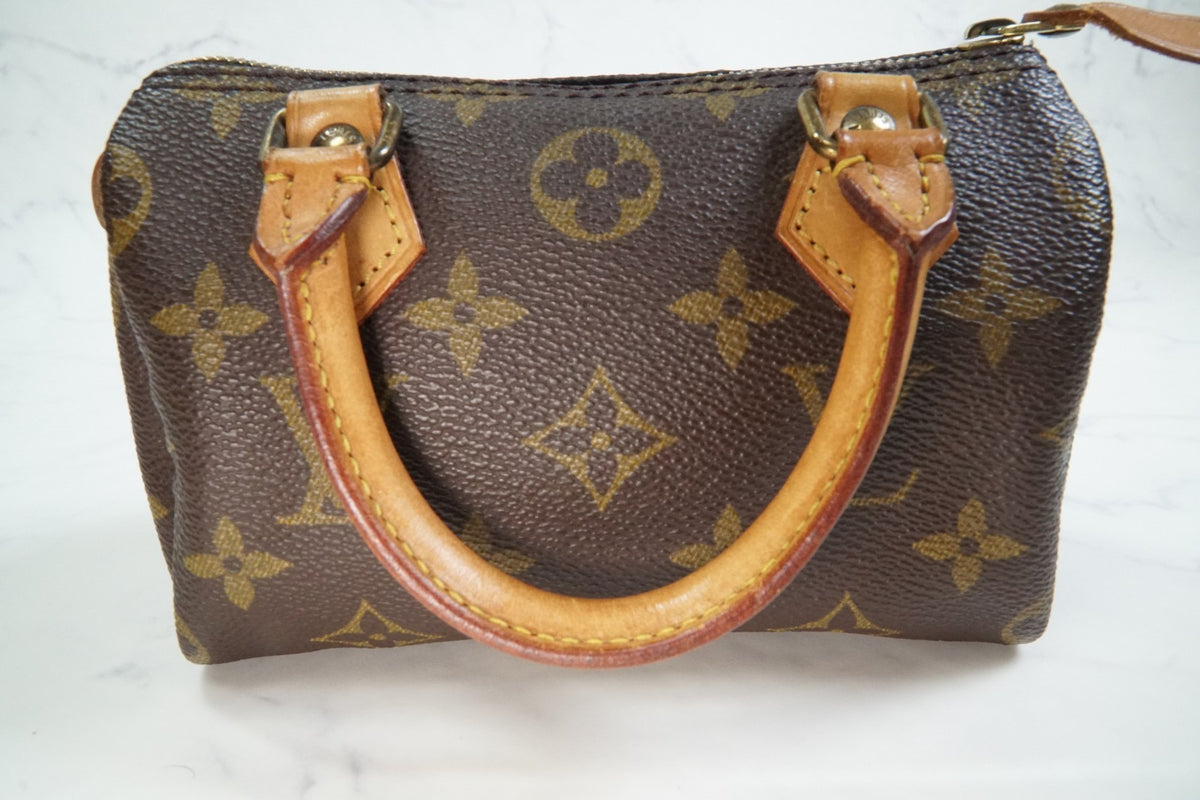 [AB] LOUIS VUITTON Monogram Mini Speedy Handbag M41534 Canvas Brown Vintage Auth