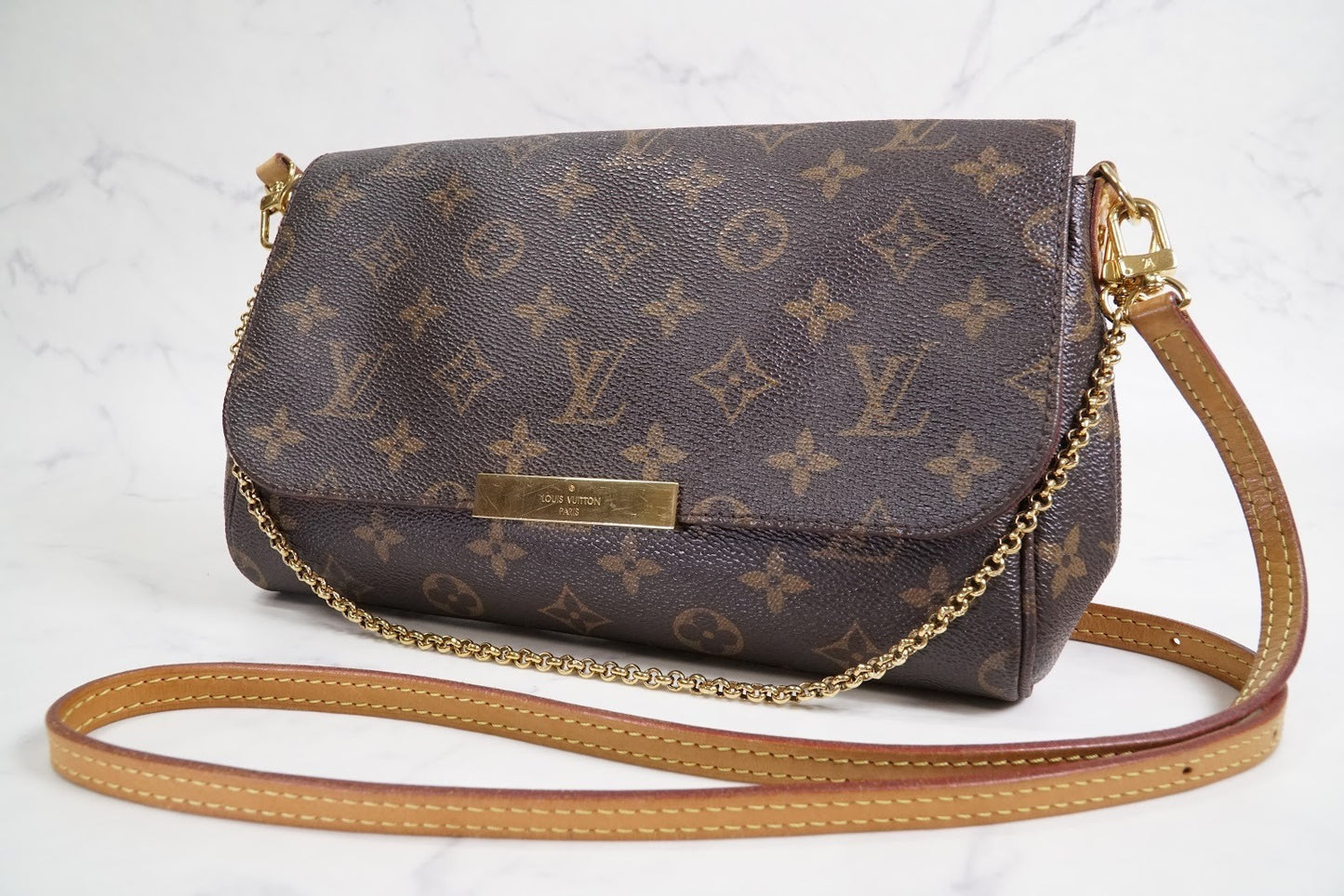 [Very Good] LOUIS VUITTON Monogram Favorite MM M40718 Shoulder Bag Purse w/Chain