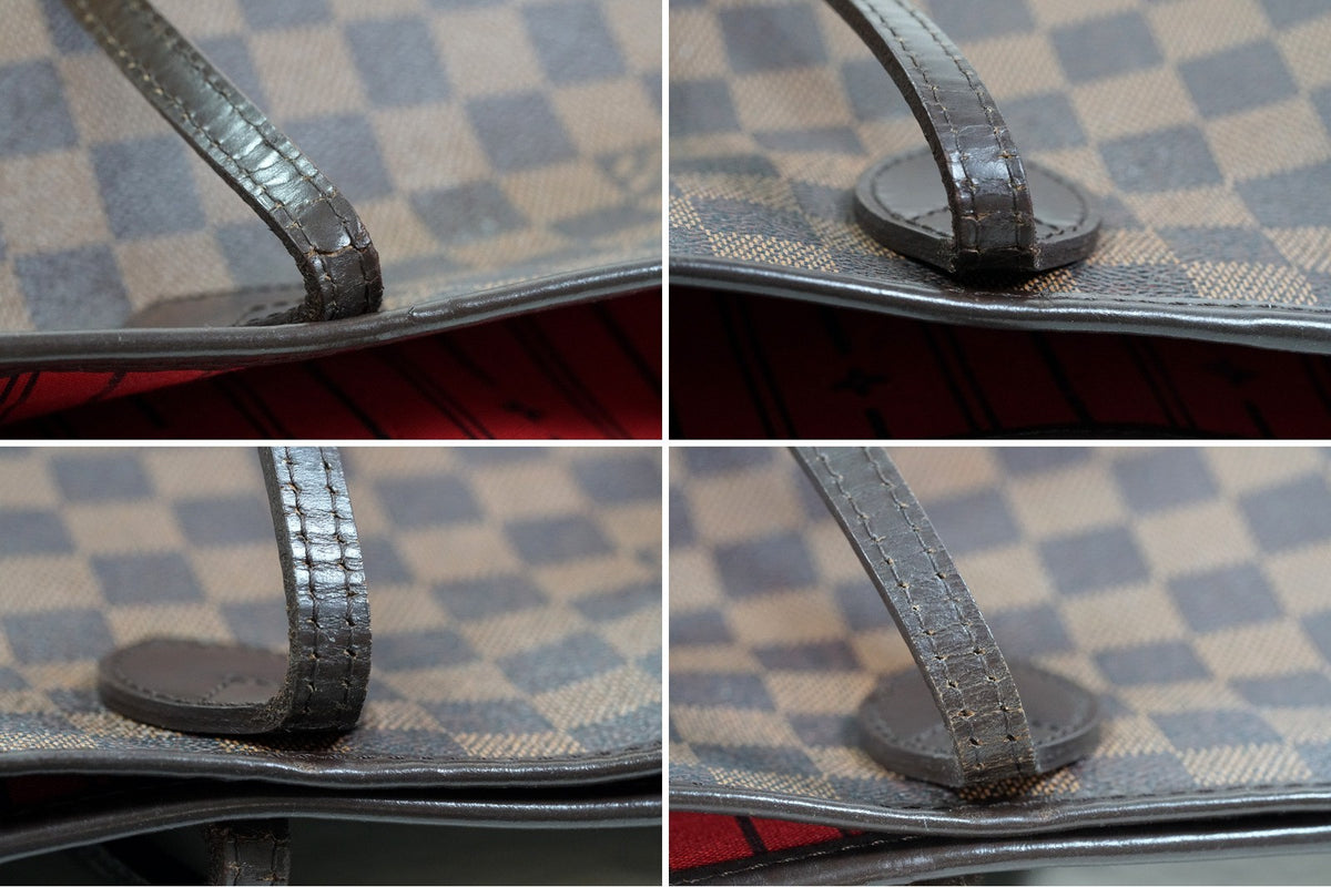 [Rank AB] Louis Vuitton Damier Ebene Neverfull MM Tote Bag Brown Canvas N51105