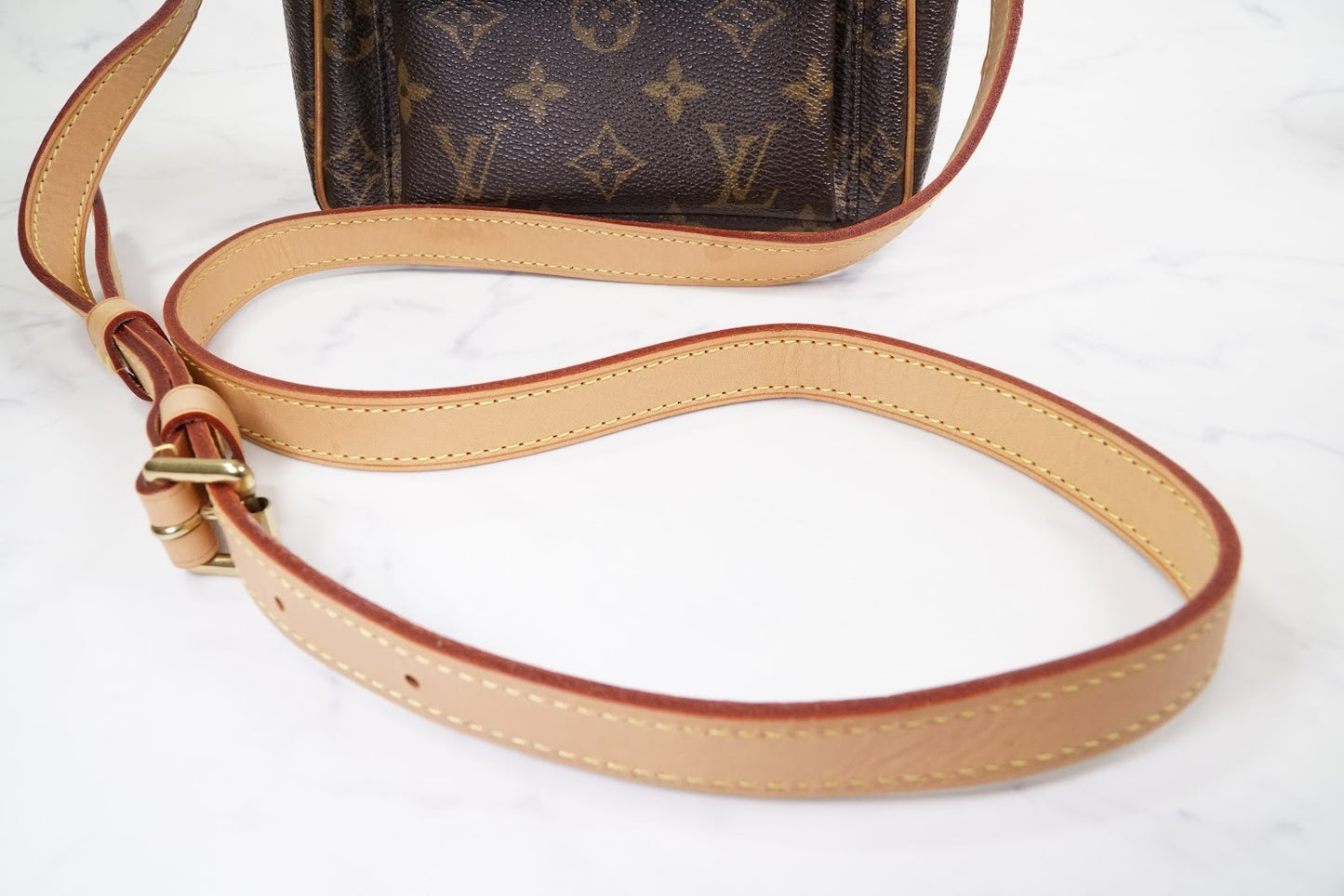 [Rank AB] LOUIS VUITTON Monogram Viva Cite PM Shoulder Bag M51165 Brown Leather