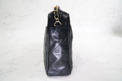 [Rank AB] CHANEL Matelasse Fringe Chain Shoulder Bag Black Lambskin Gold G Card