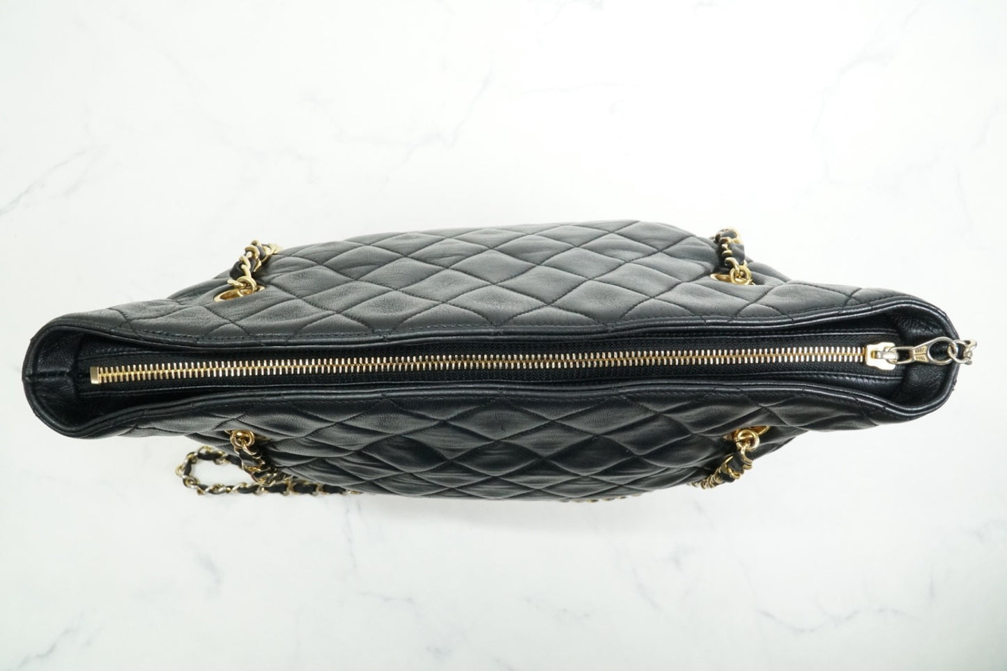 Chanel Matelasse Chain Shoulder Bag Fan Shape Black Leather GHW Vintage 1-Series