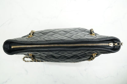 Chanel Matelasse Chain Shoulder Bag Fan Shape Black Leather GHW Vintage 1-Series