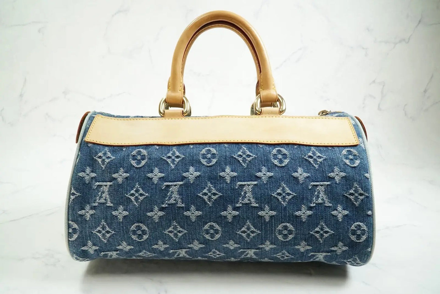 [Rank AB w/ Box ] Louis Vuitton Monogram Denim Neo Speedy Blue Handbag M95019