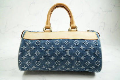 [Rank AB w/ Box ] Louis Vuitton Monogram Denim Neo Speedy Blue Handbag M95019