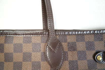 [Rank AB] Louis Vuitton Damier Ebene Neverfull MM Tote Bag Brown Canvas N51105