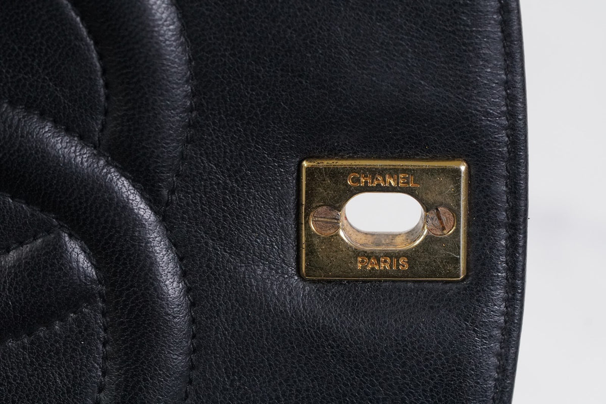 CHANEL Matelasse Half Moon Chain Shoulder Bag Lambskin Black GHW Vintage