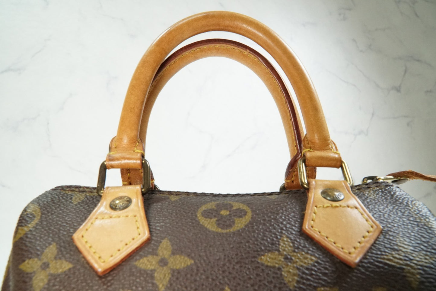[AB] LOUIS VUITTON Monogram Mini Speedy Handbag M41534 Canvas Brown Vintage Auth