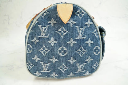 [Rank AB w/ Box ] Louis Vuitton Monogram Denim Neo Speedy Blue Handbag M95019