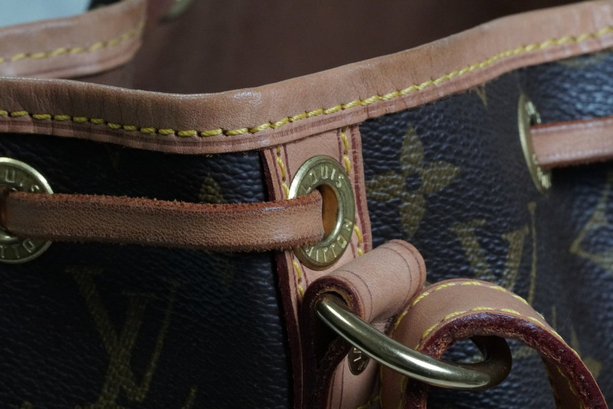 Louis Vuitton Petit Noe M42226 Monogram Canvas Shoulder Bucket Bag Vintage Auth