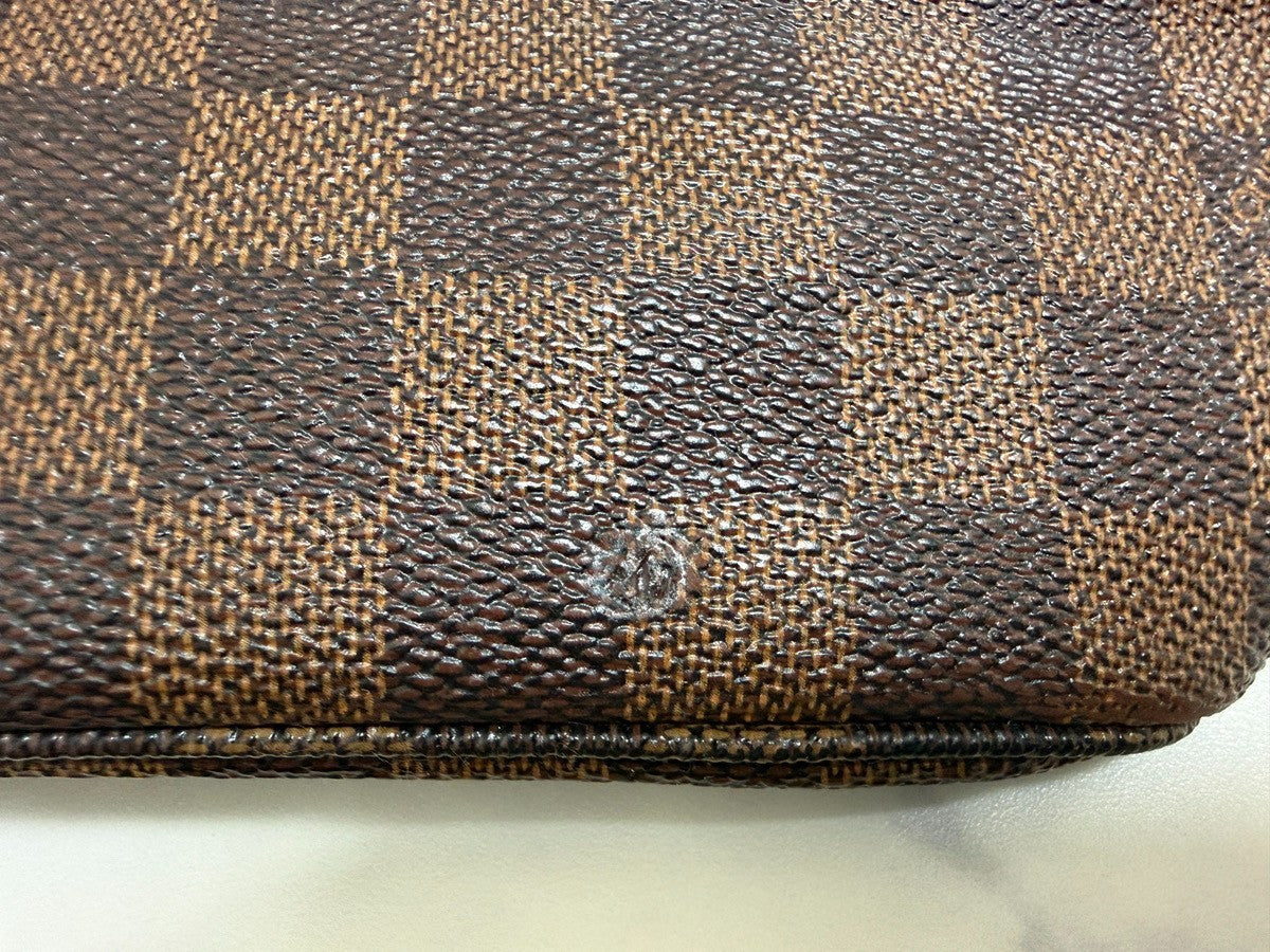 Louis Vuitton Neverfull MM Damier Ebene Tote Bag Brown Canvas Leather France