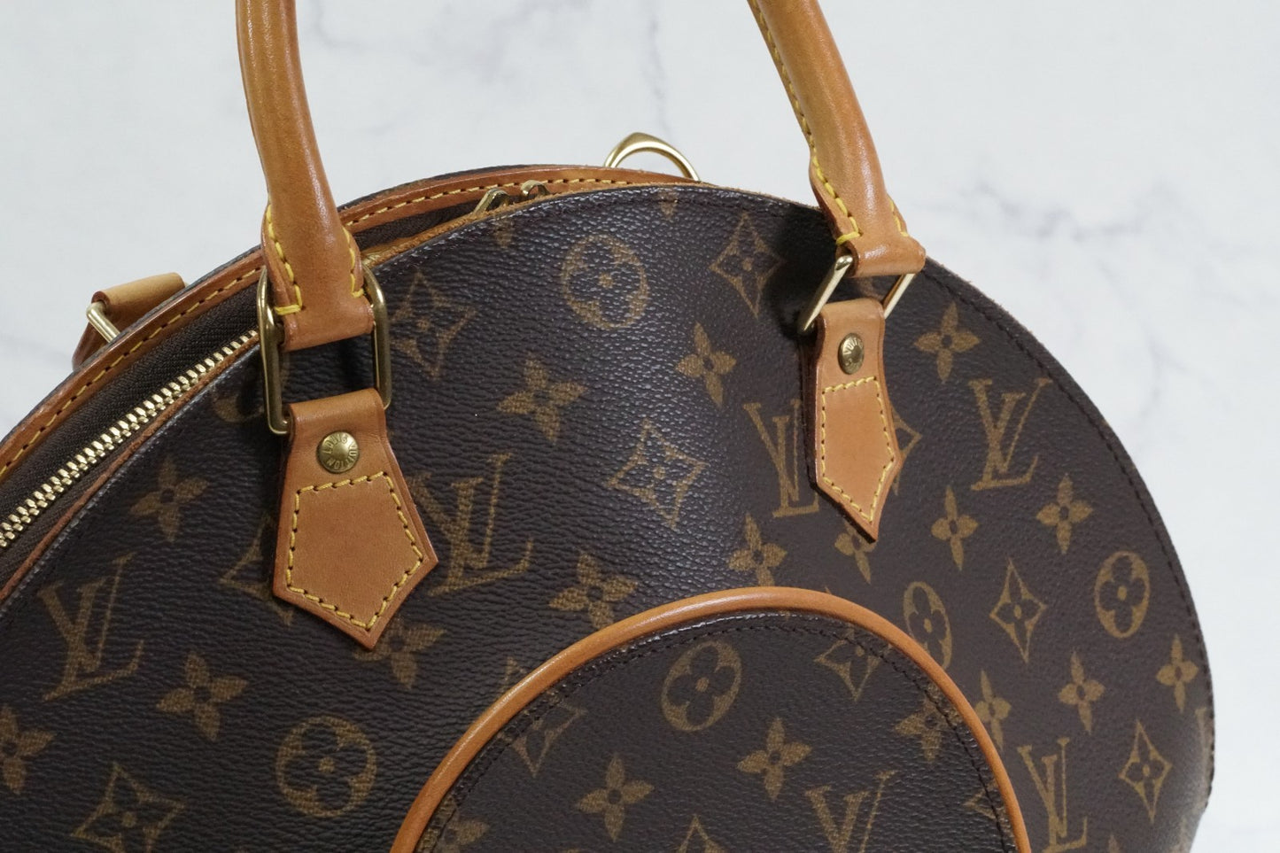 [Rank AB] Louis Vuitton Monogram Ellipse MM Handbag M51126 Brown Canvas w/ Box
