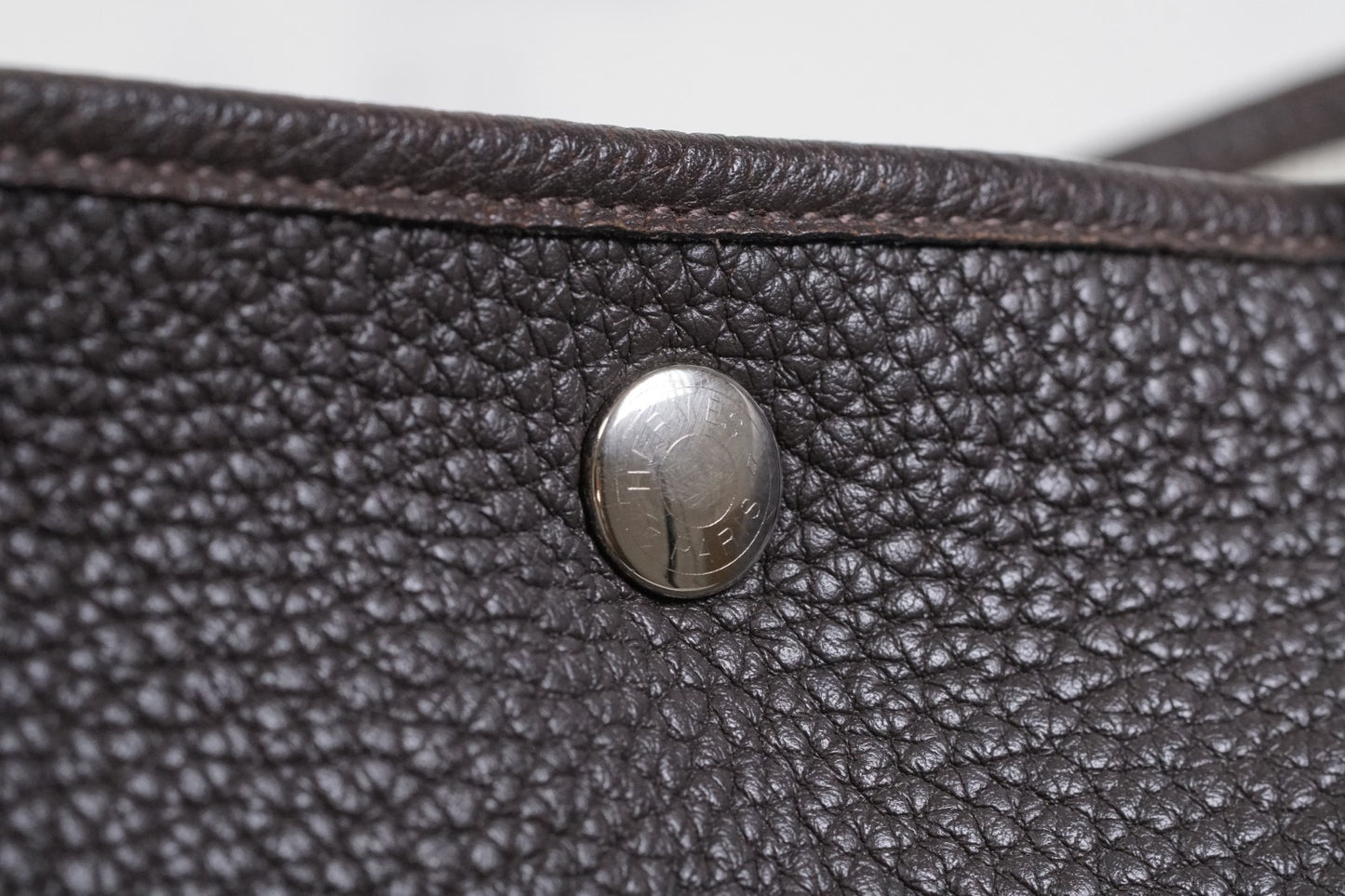 [EXCELLENT] HERMES Garden Party PM 36 Ebene Negonda Leather Tote Handbag T Stamp