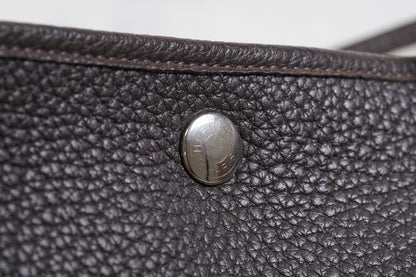 [EXCELLENT] HERMES Garden Party PM 36 Ebene Negonda Leather Tote Handbag T Stamp