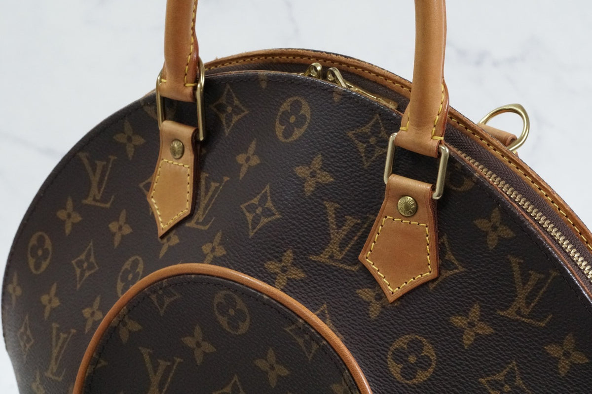 [Rank AB] Louis Vuitton Monogram Ellipse MM Handbag M51126 Brown Canvas w/ Box