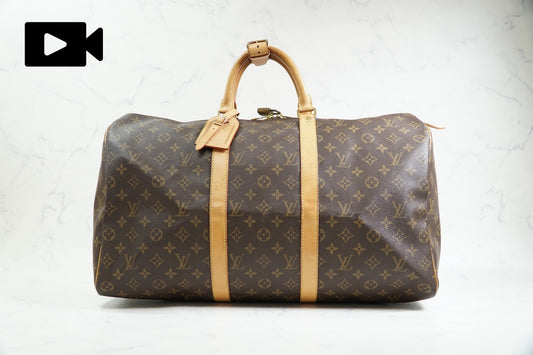 [Rank AB] Louis Vuitton Monogram Keepall 50 M41426 Boston Bag Travel Luggage