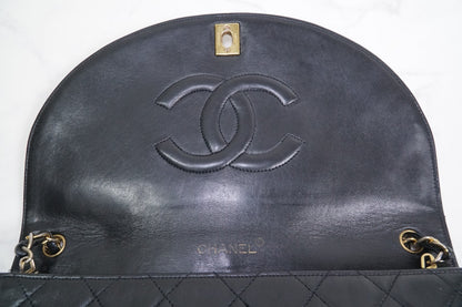 CHANEL Matelasse Half Moon Chain Shoulder Bag Lambskin Black GHW Vintage
