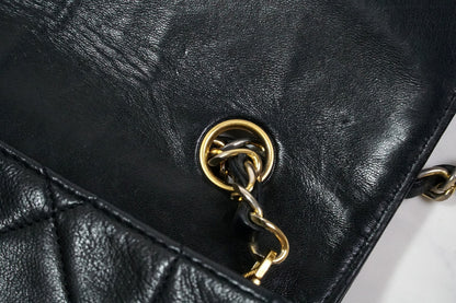 [Rank AB] CHANEL Vintage Diana 25 Matelasse Lambskin Chain Shoulder Bag Black