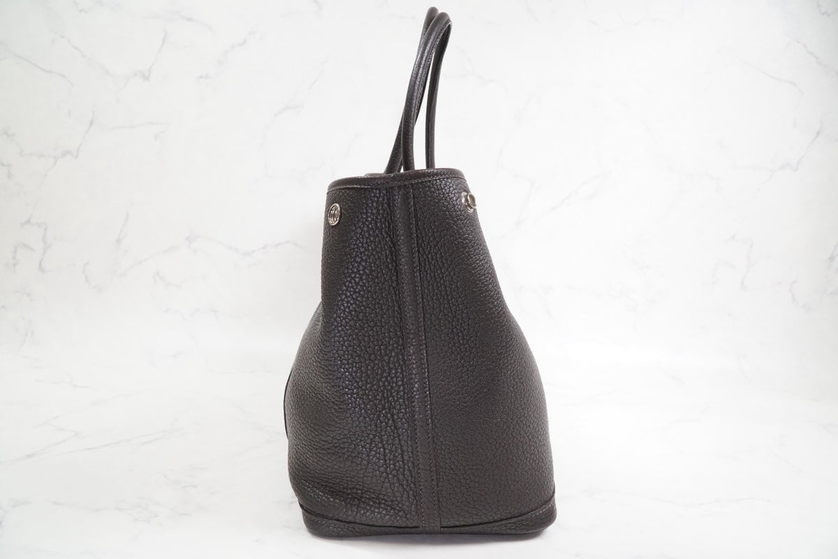 [EXCELLENT] HERMES Garden Party PM 36 Ebene Negonda Leather Tote Handbag T Stamp