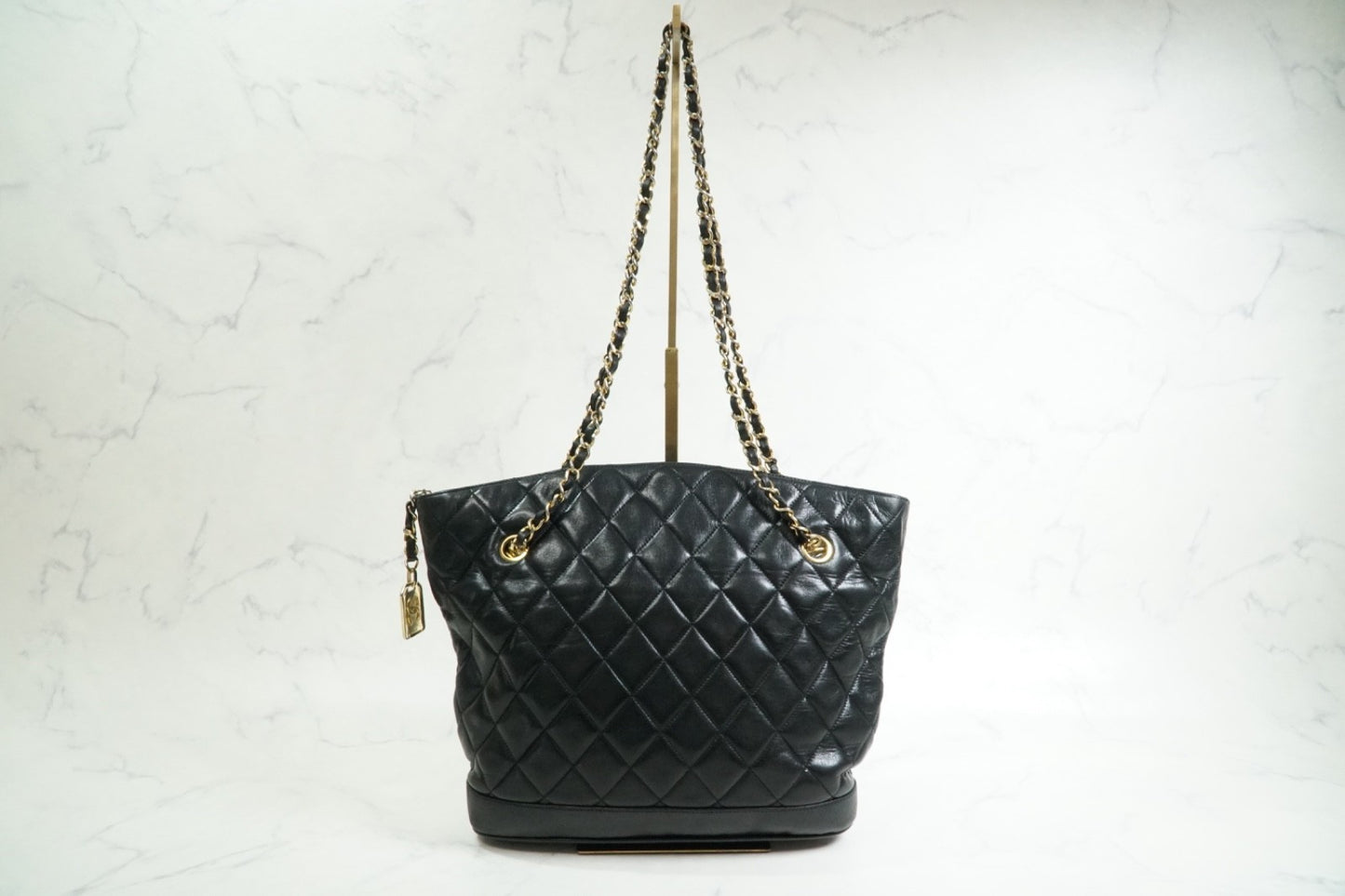 Chanel Matelasse Chain Shoulder Bag Fan Shape Black Leather GHW Vintage 1-Series