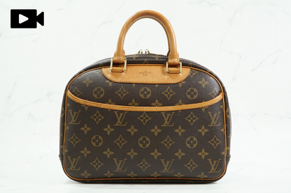 [Good] Louis Vuitton Monogram Trouville M42228 Handbag Brown Canvas Vintage Auth