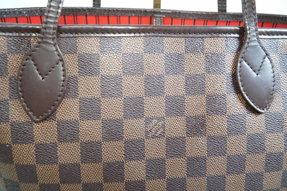 [Rank AB] Louis Vuitton Damier Ebene Neverfull MM Tote Bag Brown Canvas N51105