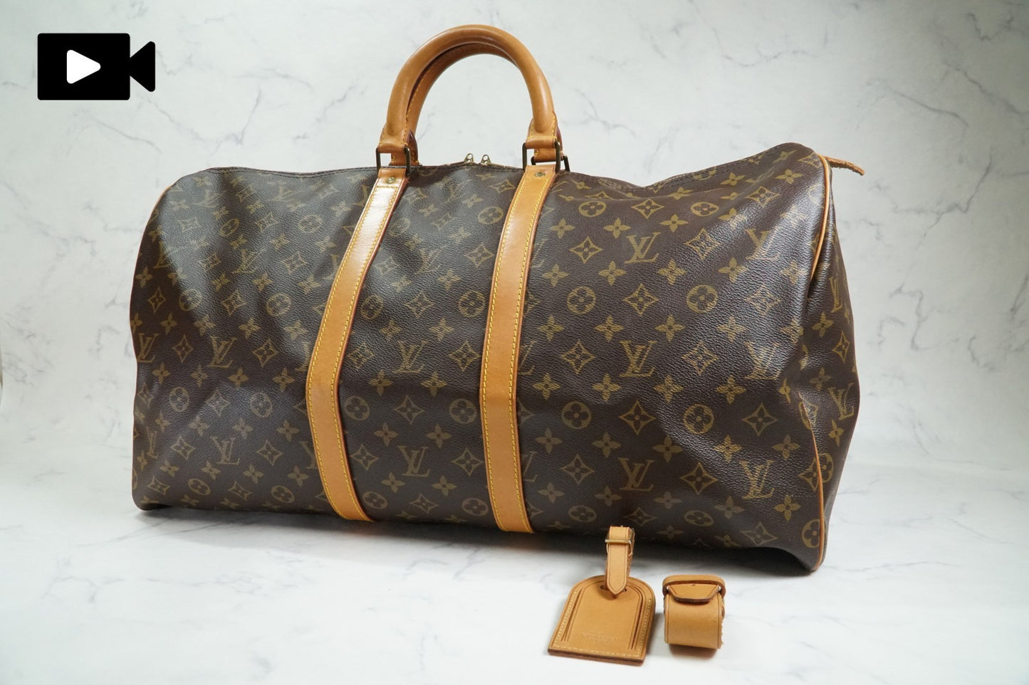 [AB] LOUIS VUITTON Monogram Keepall 55 Boston Bag M41424 Travel Duffle Leather