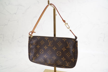 [EXCELLENT] LOUIS VUITTON Monogram Pochette Accessoires Hand Bag Brown M51980