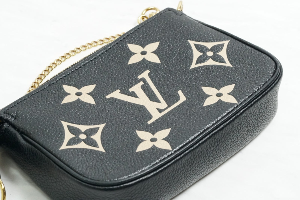 [Very Good] Louis Vuitton Empreinte Mini Pochette Accessoires Black Beige M80732