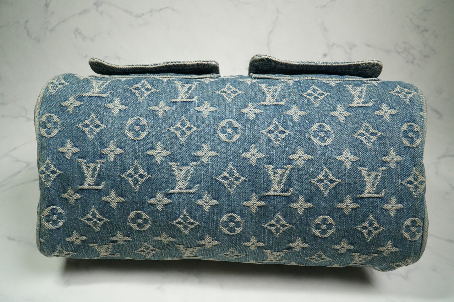 [Good] Louis Vuitton Monogram Denim Neo Speedy Handbag Blue M95019 Vintage JAPAN