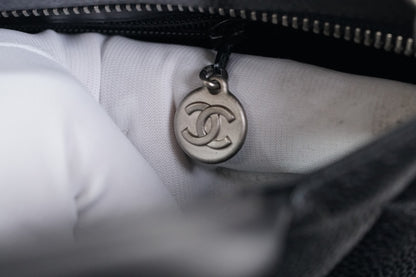 [Rank AB] CHANEL Medallion Tote Caviar Leather Black Silver HW w/ Box Dust Bag